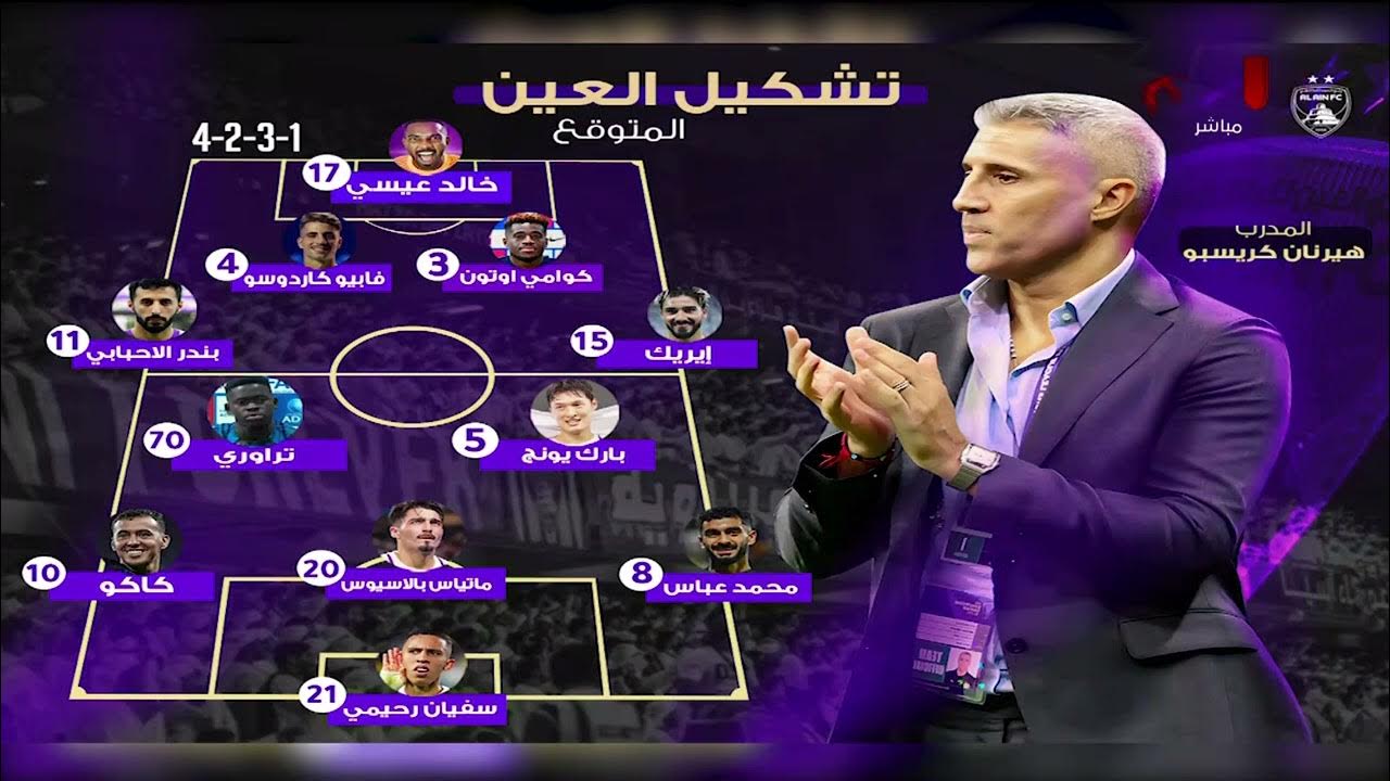 تشكيل العين ضد الاهلي في دوري ابطال اسيا