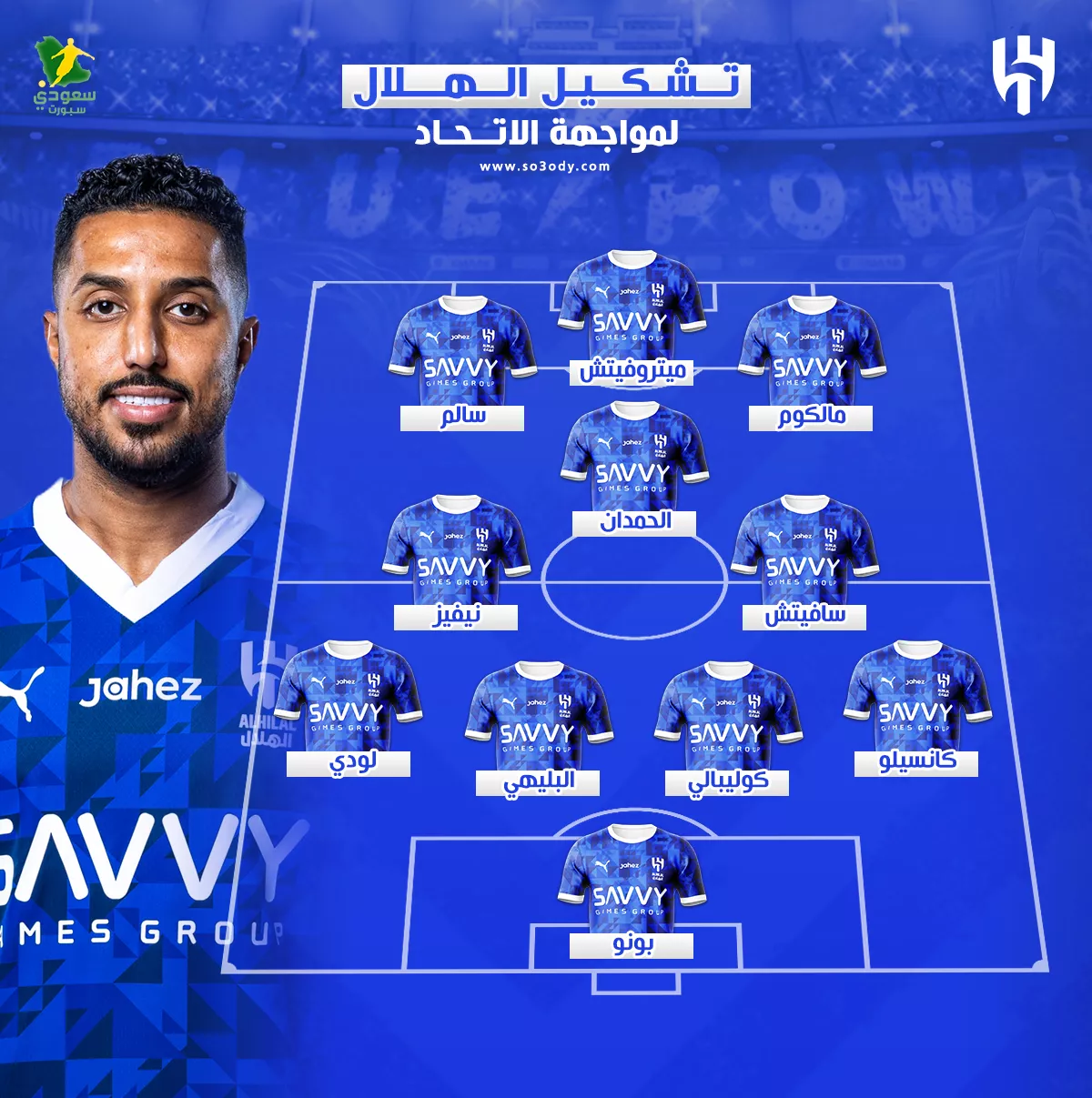 عاجلعودة المصابين تزين تشكيل الهلال الرسمي أمام الاتحاد بكأس الملك1736267118.webp