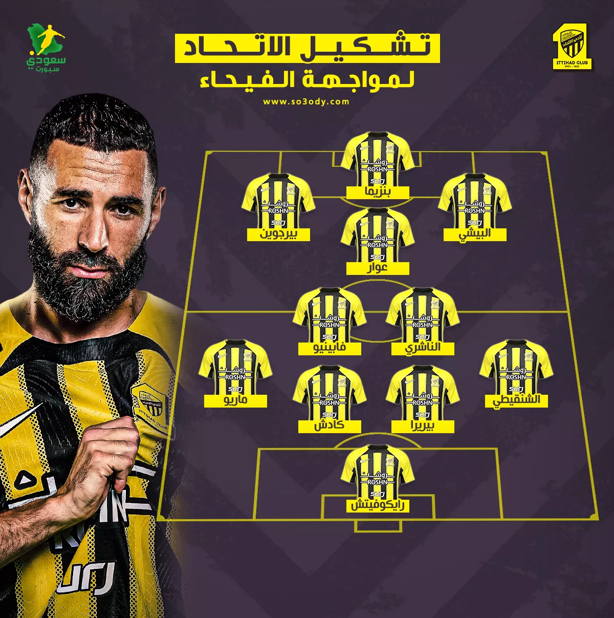 في غياب كانتي لوران بلان يختار تشكيل الاتحاد الأساسي ضد الفيحاء1736610933.webp